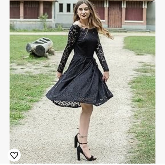 MISSMAY Women's Retro Floral Lace Long Sleeve Boat Neck Swing Dress Small NWT - Picture 10 of 14